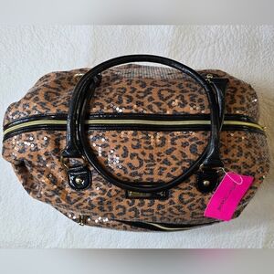 Betsey Johnson Leopard Sequin Duffel Bag